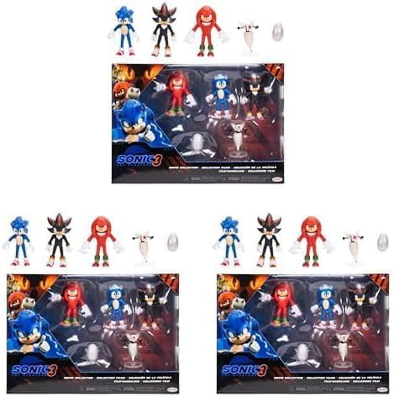 Sonic 3 Movie Action Figures 2.5-Inch Movie Collector Toy Figure Multi-Pack Includes Sonic Knuckles Shadow Buzz Bomber & Drone- Officially Licensed Toys